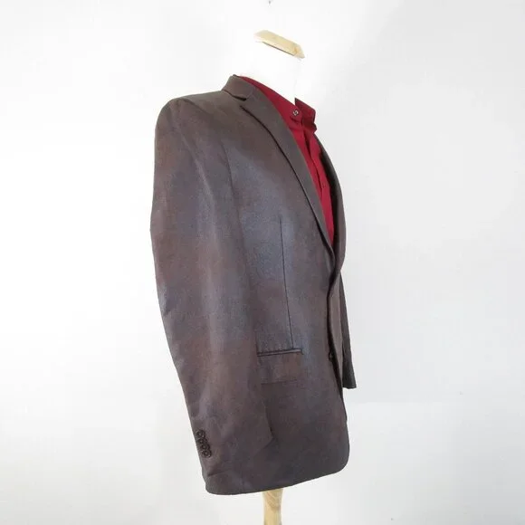 MICHAEL Michael Kors Mens Brown Faux Suede Two Button Sport Coat Size 42L